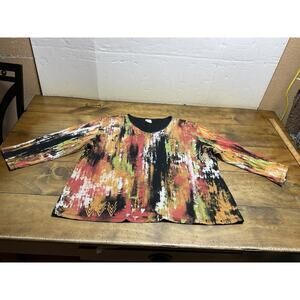 Jess & Jane Tunic Top Shirt Size 1X Abstract Art To Wear Boho